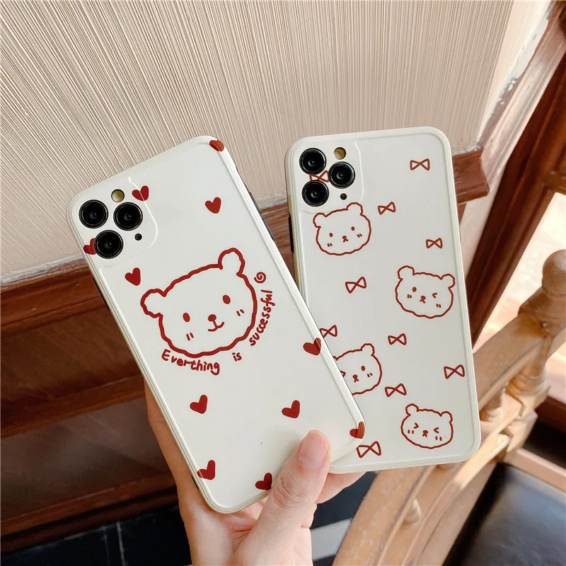 INS Korean Cute Cartoon Animal Wave point Phone Case For iPhone 11 Pro Max XR Xs X 7 8 6 6S Puls Cases Soft Slicone Cover | Мобильные