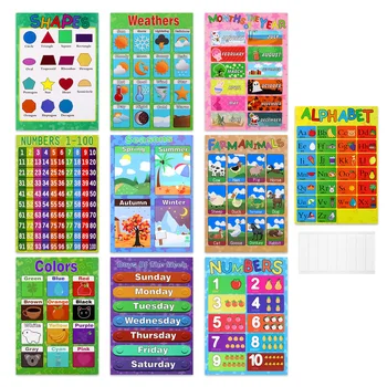 

10pcs / set Baby Early Education Cards Preschool Learning Chinese Characters with English Picture / Animal / Fruit / Baby Song
