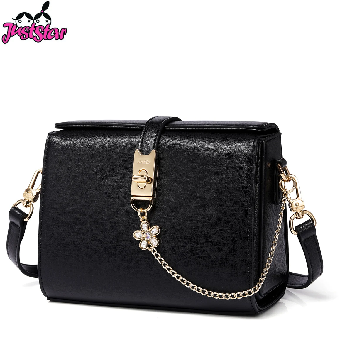 

JUST STAR Brand PU Leather Ladies Messenger Bags Fashion Chains Small Box Women's Crossbody Bags