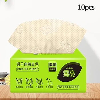 

10 Packs/set Natural Color Paper-Drawing Napkins 4-layer Bamboo Pulp Face Tissue