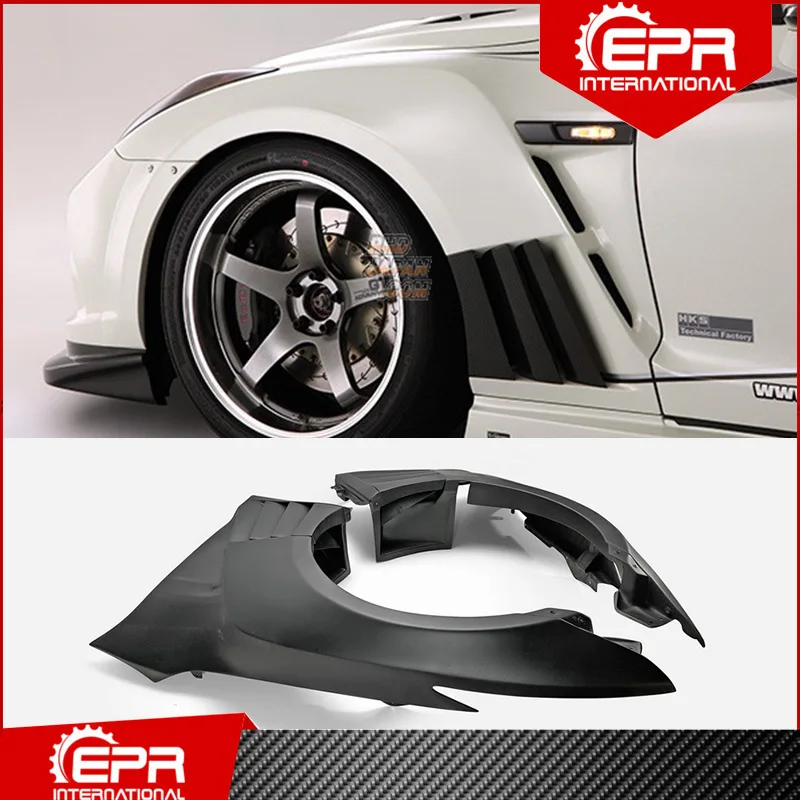 

For GTR R35 2013 Ver VRS Style FRP Fiber Glass Front Fender With Fin GT-R 13ver Fiberglass Front Wheel Arch Flares R35 Racing