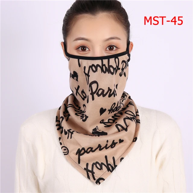 2021 Winter Face Mask Scarf Women Ring Neck Scarves Foulard Cotton Feeling Warm Fashion Print Men Outdoor Sport Unisex Bandana MST-45