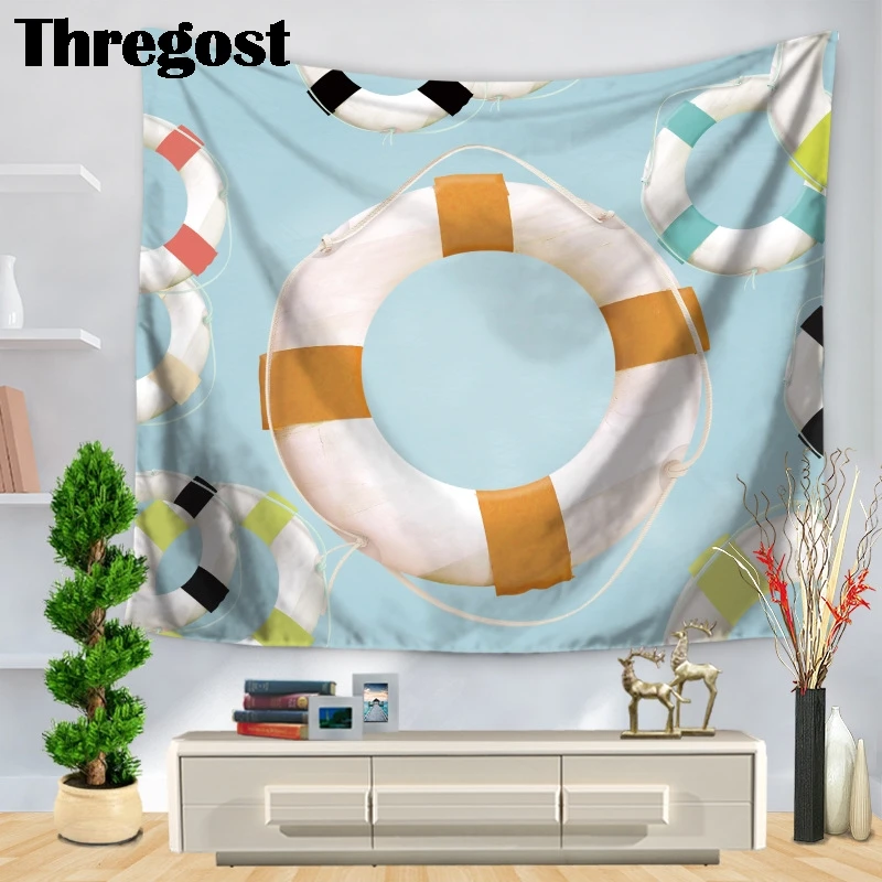 Thregost полиэстер мультфильм печати тканые настенные Висячие современные тонкие пляжные одеяло гобелен искусство богемный декор комнаты