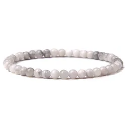 Chakra Energy Bracelet: Natural Agate & Onyx Beaded Stretch Jewelry - 21CM (Crazy Agate)