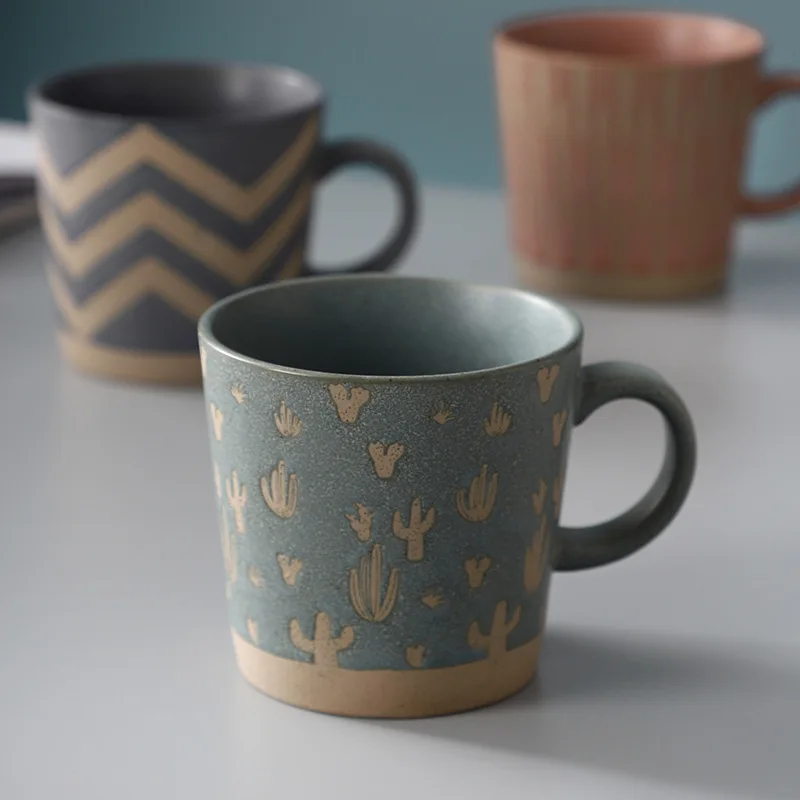 

ins Nordic Creative Ceramic Cup Simple Office Tea Cup Couple Water Cup Home Stoneware Mug Coffee Cup