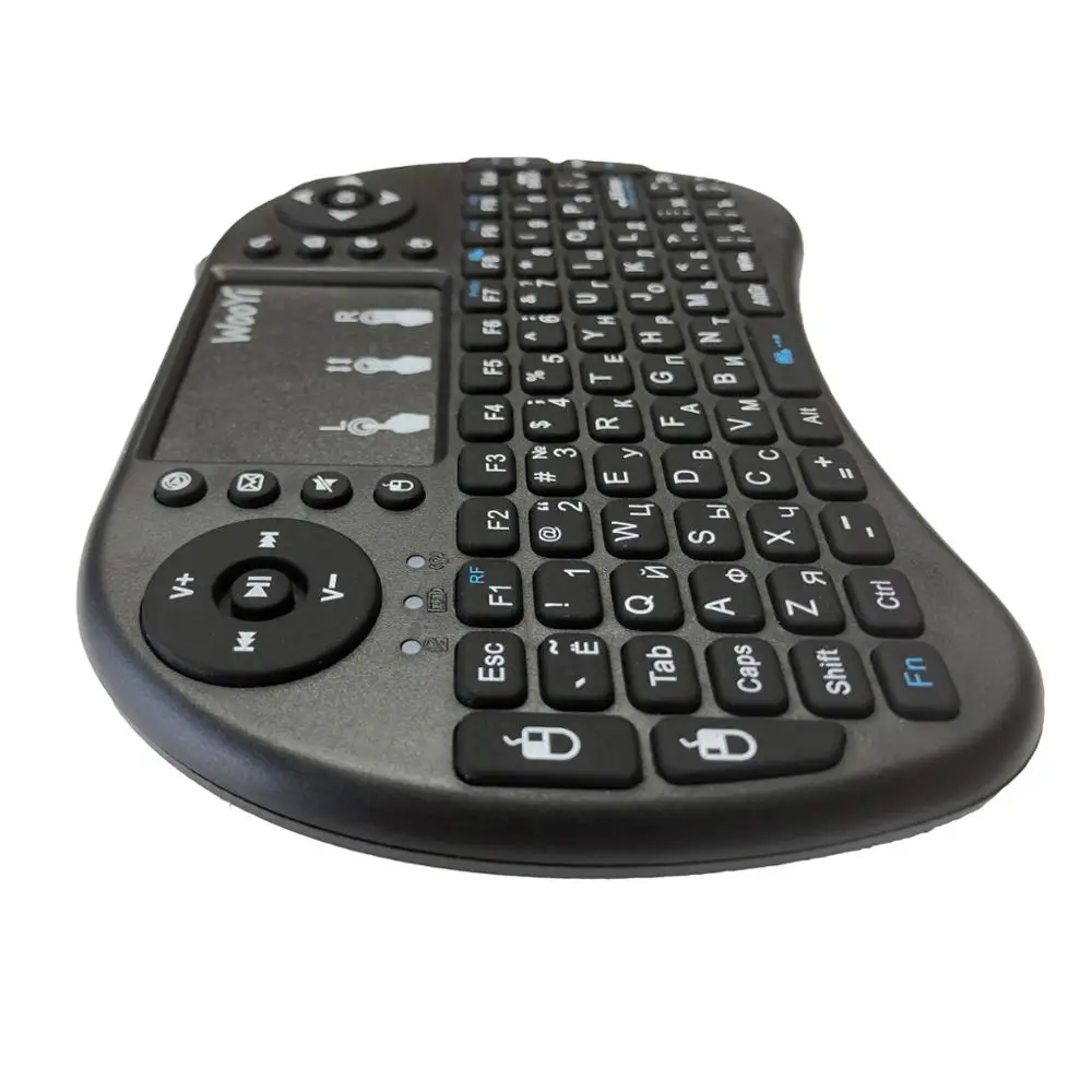 2,4 ГГц USB touch pad I8 Мини Беспроводная клавиатура с разноцветной светодиодной подсветкой на английском, русском, испанском