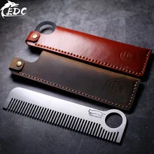 A116 Открытый EDC тактическая расческа для волос ручной работы кожаный чехол из нержавеющей стали и гребень TC4 опционально
