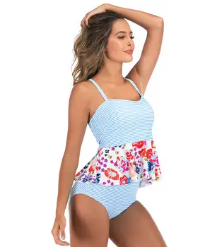 

One Piece Swimwear Women Flower Ruffles Straps Swimsuits Women Push Up Bodysuit Strips Swimsuit Women Bathing Suit 2020 New