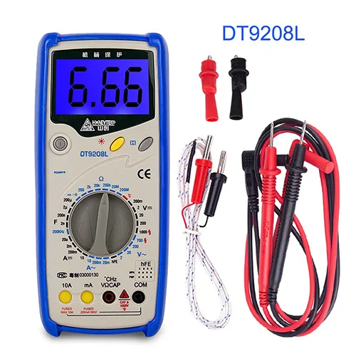 HONEYTEK DT9205A Профессиональный цифровой мультиметр установка для измерения параметров конденсаторов Esr метр AC DC Вольтметр цифровой мультиметры - Цвет: DT9208L