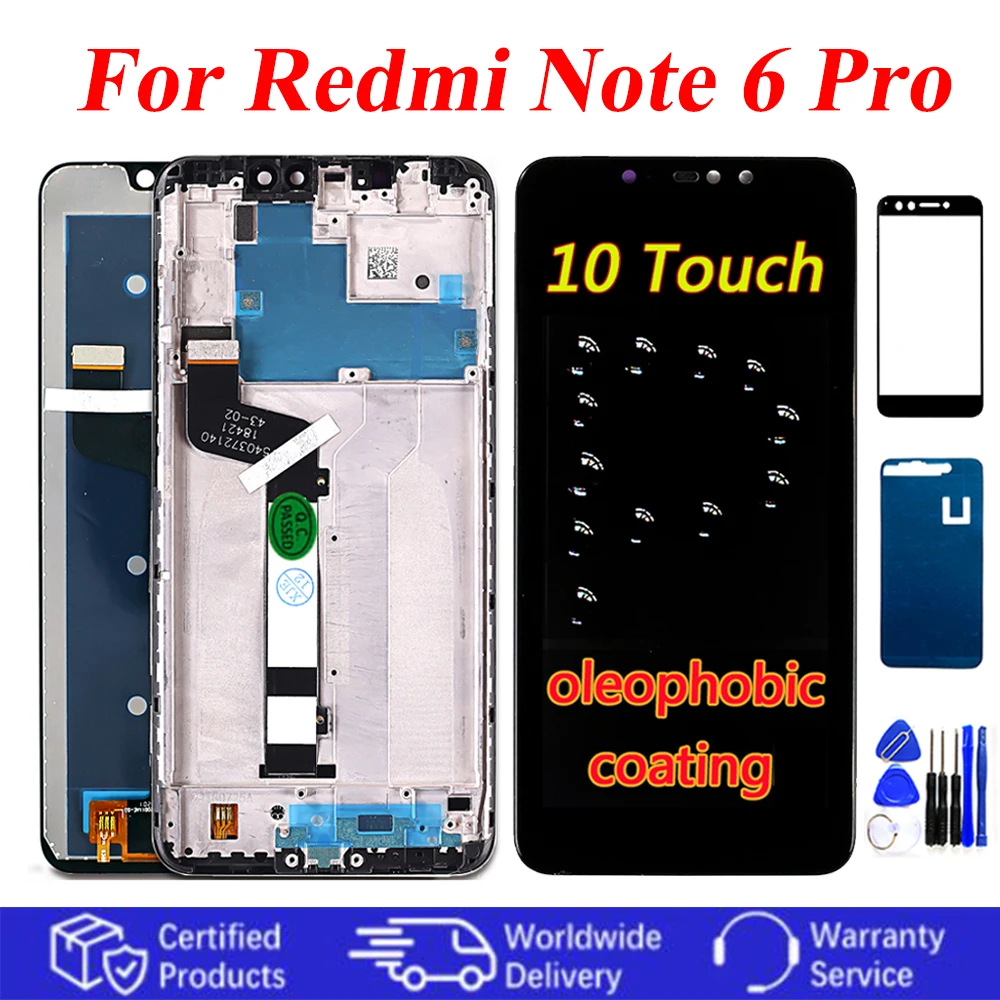 ЖК дисплей для Xiaomi Redmi Note 6 Pro / Note6 26 дюйма экран с дигитайзером в сборе олеофобное