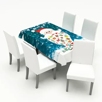 

1Pcs Fashion Cartoon Christmas Theme Polyester Connected Chair Cover Creative Printed Stretch Table Cloth Home Textile