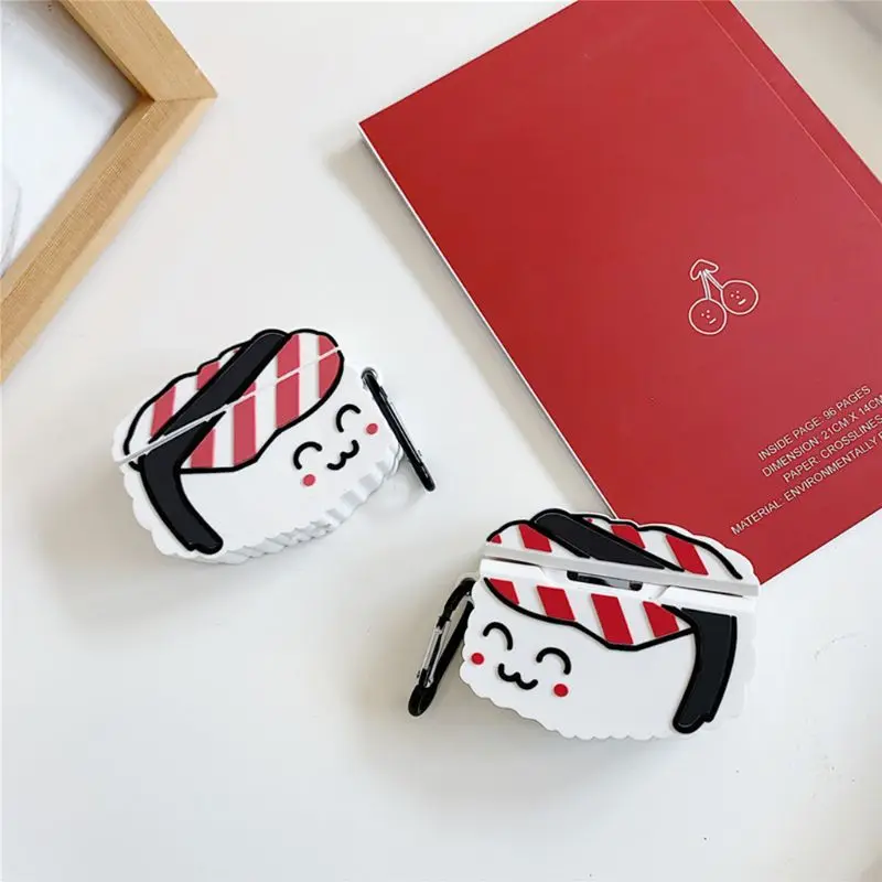 Unique Sushi Protective Case Silicone Cover with Carabiner for Airpods 1/2 Kit for smart watch