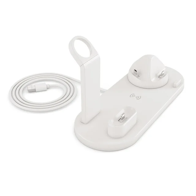 White 3 в 1 QI Беспроводное зарядное устройство зарядная док-станция для iphone X XS MAX XR 8 Plus USB 10 Вт Быстрая зарядка подставка для Apple Watch Airpods d29 - Тип штекера: White