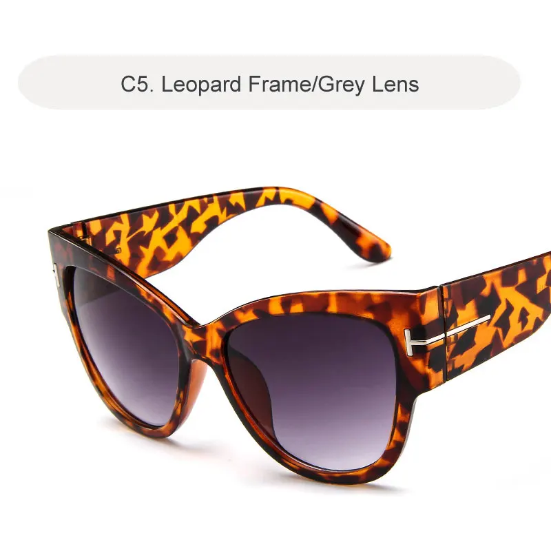 C5 Leopard-Gray Винтаж большой кошачий глаз, солнцезащитные очки, Для женщин большие черные тёмные Очки стильные очки с градиентными линзами Роскошные Брендовые женские солнцезащитные очки UV400 - Цвет линз: C5 Leopard-Gray
