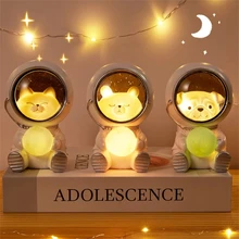 

LED Creative Cute Pet Astronaut Night Light USB Charging Bedroom Bedside Lamp Cartoon Jewelry Ornaments Birthday Holiday Gifts