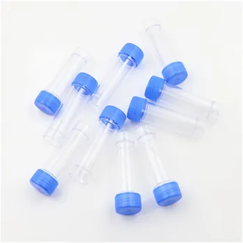 

10pcs 30ml Stool Chemistry Plastic Test Tubes With Spoon Clear Specimen Test Container Blue Screw Top Wholesale