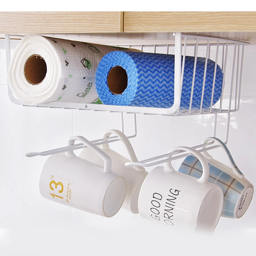 

1 PCS Iron Hanging Basket Organizer Shelf Multi-Functional For Clapboard Storage Organizer Rack Use Space Effectively