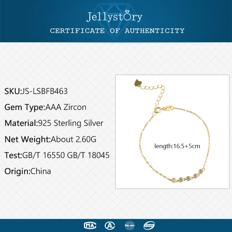 Jellystory 925 пробы Серебряный женский браслет с кубическим цирконием драгоценные камни геометрической формы браслеты ювелирные изделия свадебные золотые