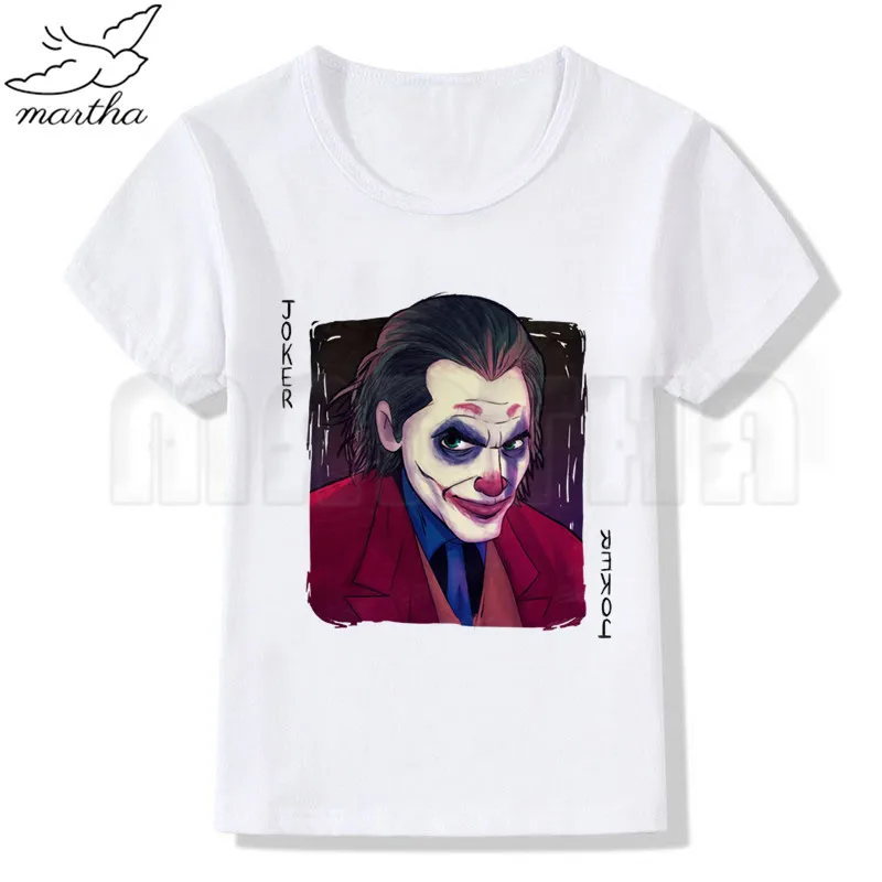 Joker Joaquin Phoenix/Новинка; забавная футболка; футболка для мальчиков; модная детская футболка с круглым вырезом и короткими рукавами; детская белая одежда с принтом