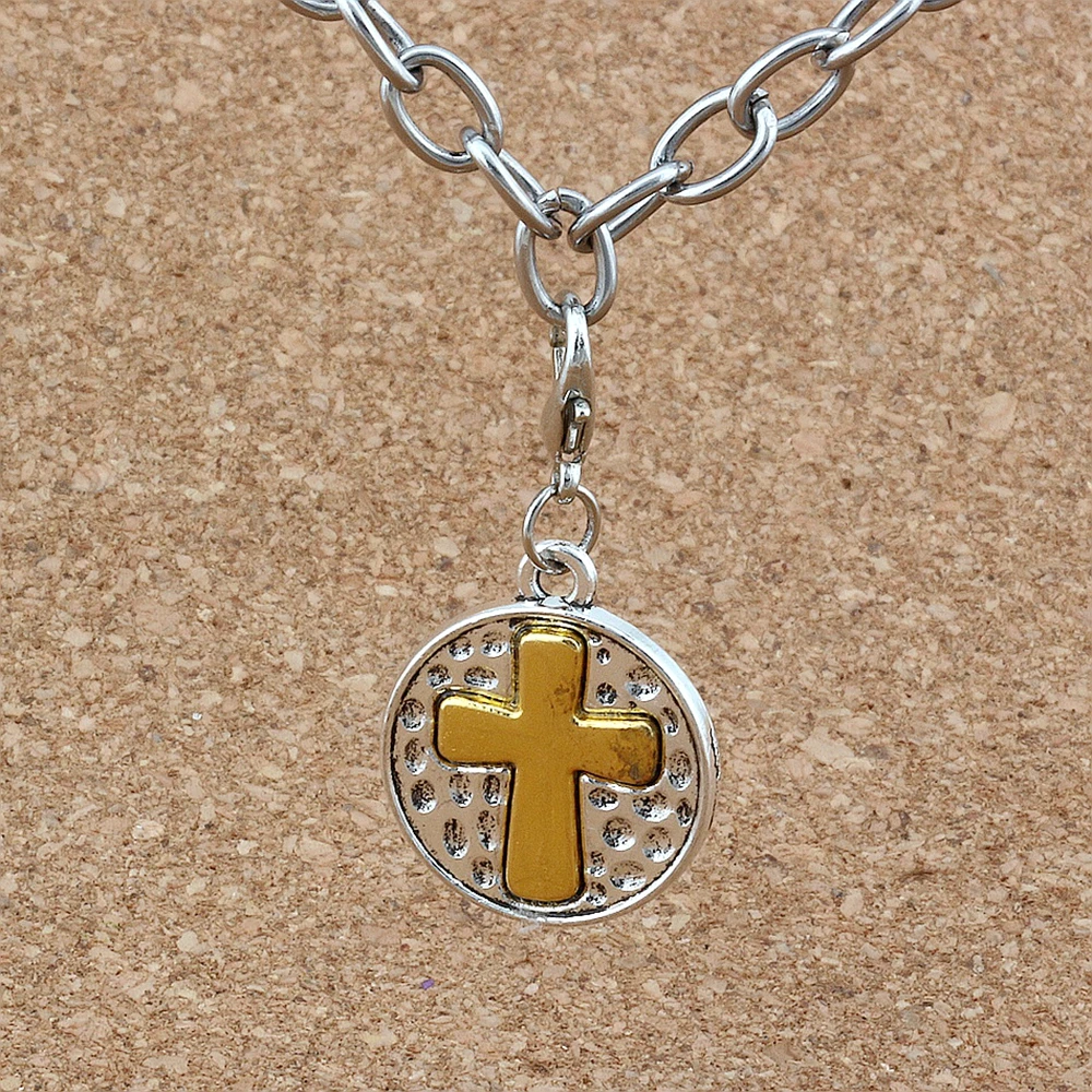 50Pcs Crucifix Cross Religion Alloy Charms Bead With Lobster Clasp Fit Bracelet DIY  Jewelry 19.5x36mm A-265b