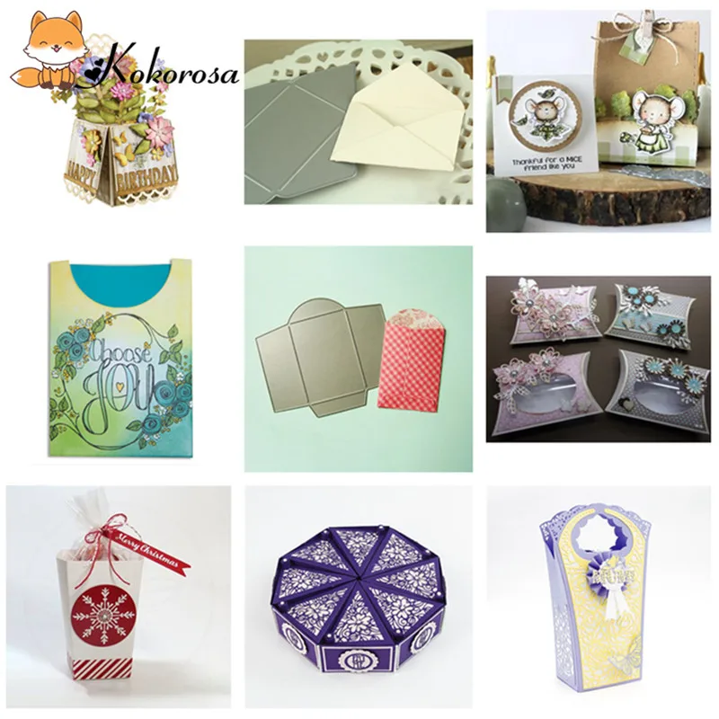

Kokorosa Envelope Dies Box Metal Cutting Dies New 2019 for Card Making Scrapbooking Embossing Cut Stencil Paper Craft Diecut