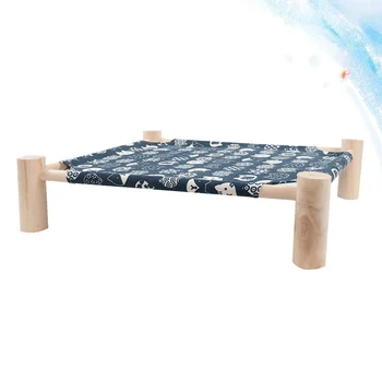 

1Pc Pet Hammock Bed Cat Hammock Detachable Wood Bed Washable Four Cornered Hammock Four Season Ventilative (Navy)