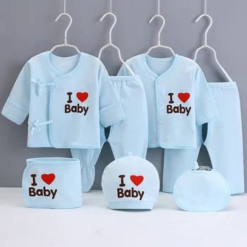 

Top 7Pcs/Lots Newborn Baby Rompers Infant Pure Cotton Gift Baby Clothes Sets Baby I Love Baby Newborn Gift Underwear Suits