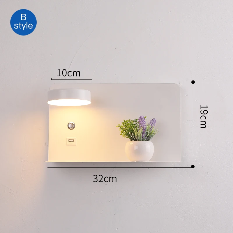 bathroom sconce lights LED Wall Lights With Switch And USB Interface Fashion White Black Lamp Fixture Corridor Aisle Lighting Art Luminaire Wandlamp up down light Wall Lamps