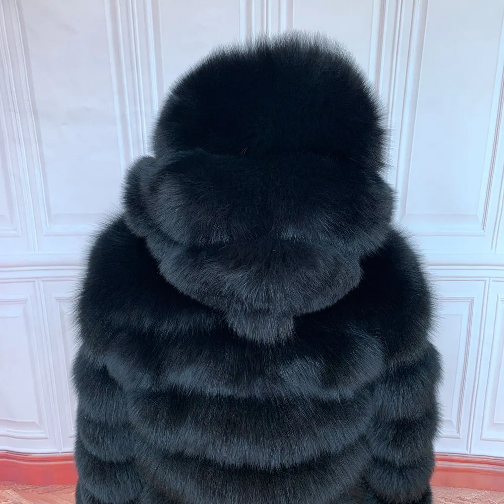 Real Fur coat women 2022 luxury winter Long Coat With Hood Natural Fox Fur Jacket HOOD Plus Size Female High Quality Winter Jack