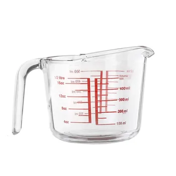 

500ml Clear Glass Measuring Cup Pour Heat-resistant Microwave Heating Milk Mug, 16oz