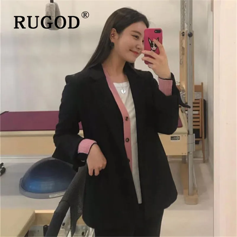 RUGOD, Осень-зима, стиль, шикарный, контрастный цвет, v-образный вырез, кардиган, Ретро стиль, однобортный свитер, Женская мода