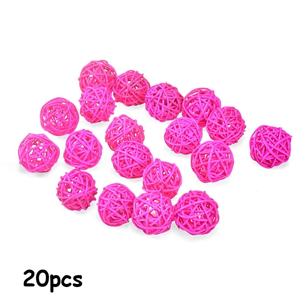 Rose Red B-Смешанные 3 см/5 см 20 шт круглой формы Ротанговые шары Sepak Takraw для рождества, дня рождения, вечеринки и дома, свадебные украшения - Цвет: Rose Red