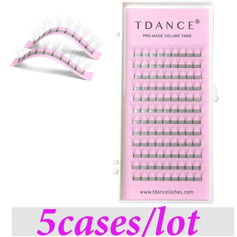 

TDANCE nature lashes 5pc Premade Volume Fans idividual eyelashes extension 0.07/0.10 C/D 8-15mm Short stem softmake up tools
