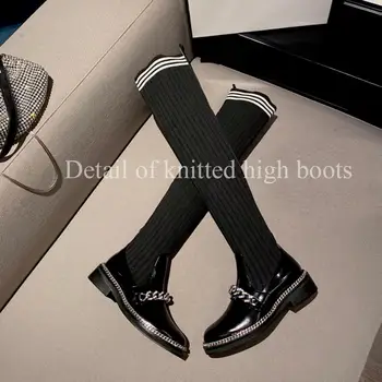 

2020 women's knitted high boots