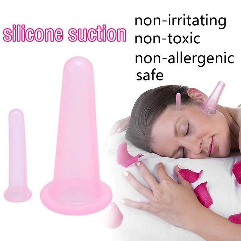 2pcs Silicone Jar Vacuum Cupping Cans for Body Neck Facial Massage Suction Cans Anti Cellulite Cupping Cups Set Health Care Tool