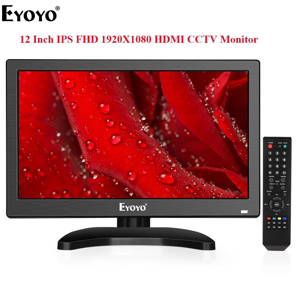 Eyoyo 12 дюймов EM12F CC ТВ монитор FHD 1920x1080 ips ЖК-экран дисплей ТВ HDMI VGA AV USB для ПК компьютер камера безопасности DVR DVD