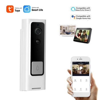 

WiFi Door Bell Wireless Smart Visual Intercom Home Monitor Compatible with Alexa Echo Google Home Voice Control Tuya APP Remote