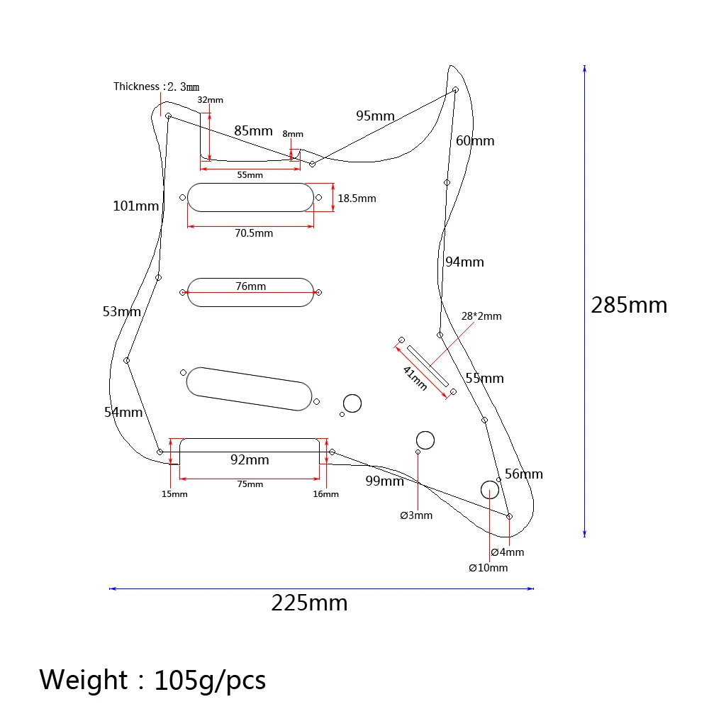 Polished 1 Set PVC Plastic SSS Electric Guitar Replacement Pickguard Anti-scratch Plate Cream