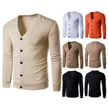 Мужской кардиган свитер, приталенный, однотонный, вязаный, с длинным рукавом, на каждый день, вязаная одежда, осень, свитер, пальто, куртка, Классическая верхняя одежда