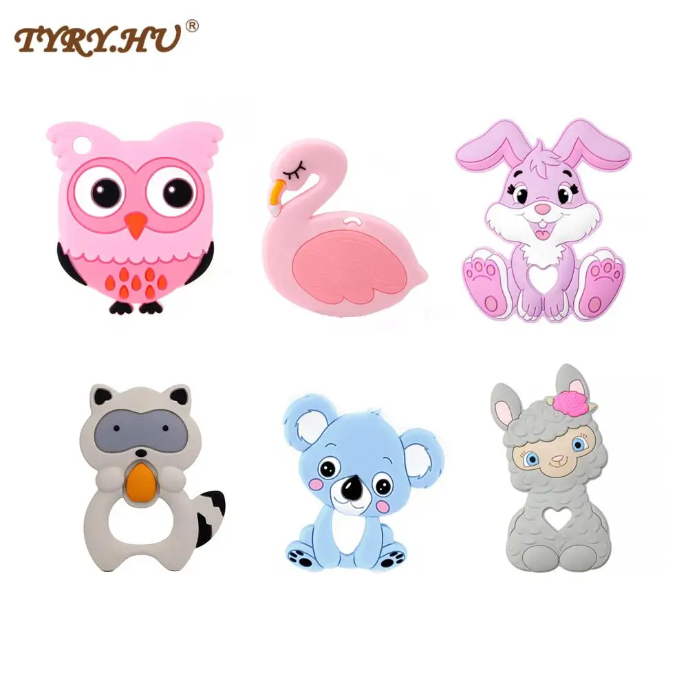 Silicone Teether Rodent Cartoon Animals 1pc Food Grade Pandents DIY Teething Toys For Teeth Tiny Rod Baby Teethers Gift | Мать и ребенок