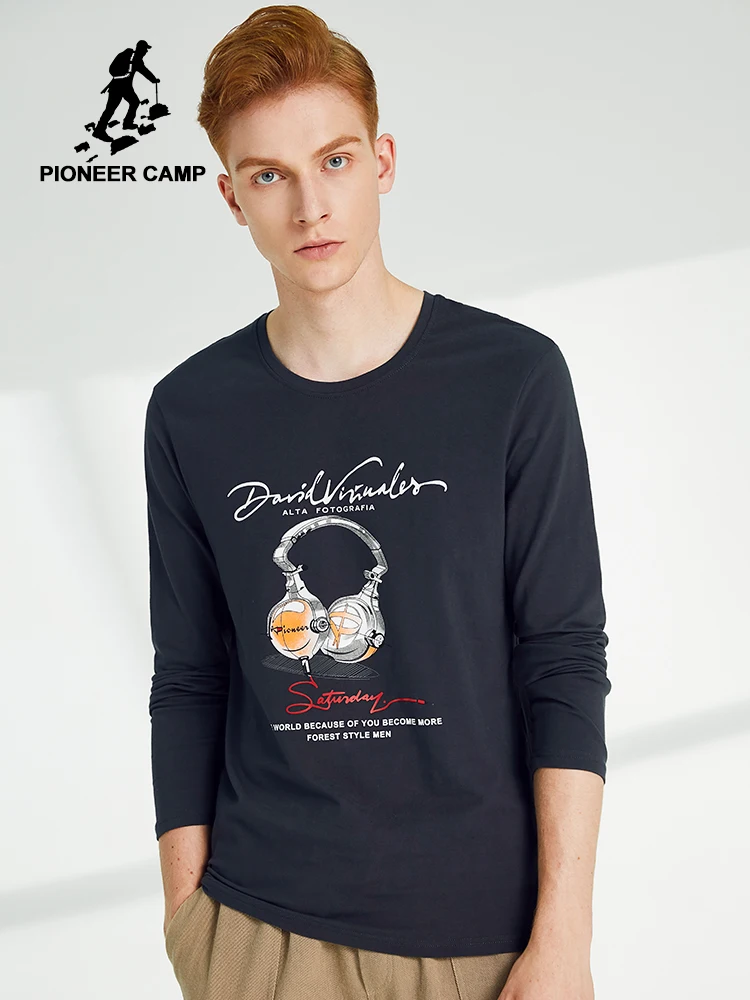 Pioneer Camp модная футболка hommes с длинным рукавом мужская трендовая футболка с принтом черно-белая уличная Футболка Мужская s ACT906305