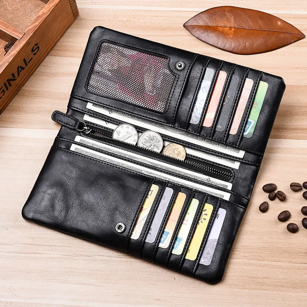 DEABOLAR, новинка, винтажный мягкий кожаный мужской деловой кошелек, модный бренд, кошелек, держатель для карт, мужской длинный клатч, кошелек для мужчин