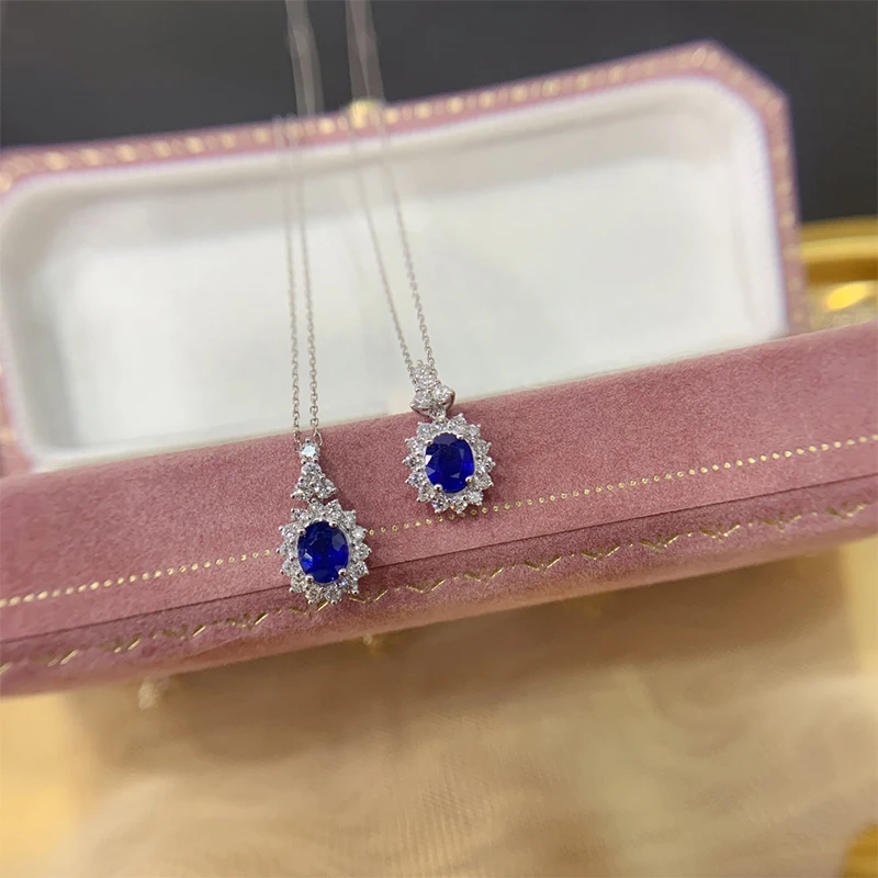 Женское Ожерелье с голубым сапфиром ANI ожерелье из белого золота 18 К подарок на