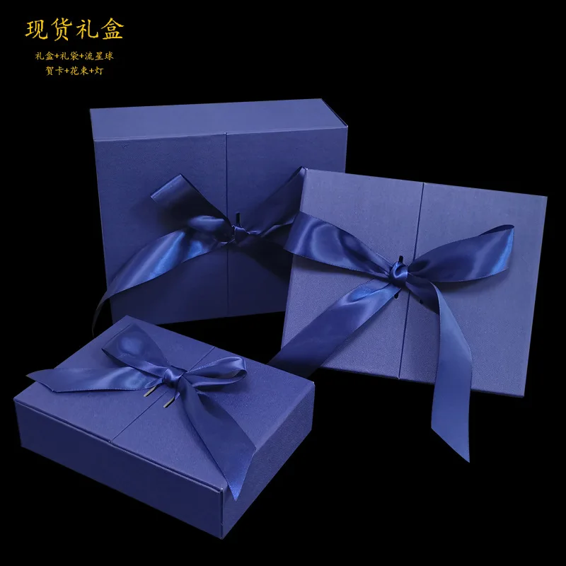 

Currently Available Double Open Gift Box Blue Butterfly Hand Gift Box Rectangular Birthday Gift Box Perfume Box