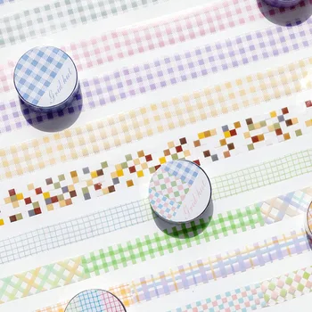 

1PC Kawaii Grid Masking Tape Cute Transparent Washi Tape Decorative Tape For Students Sticker Scrapbooking DIY Photo Album