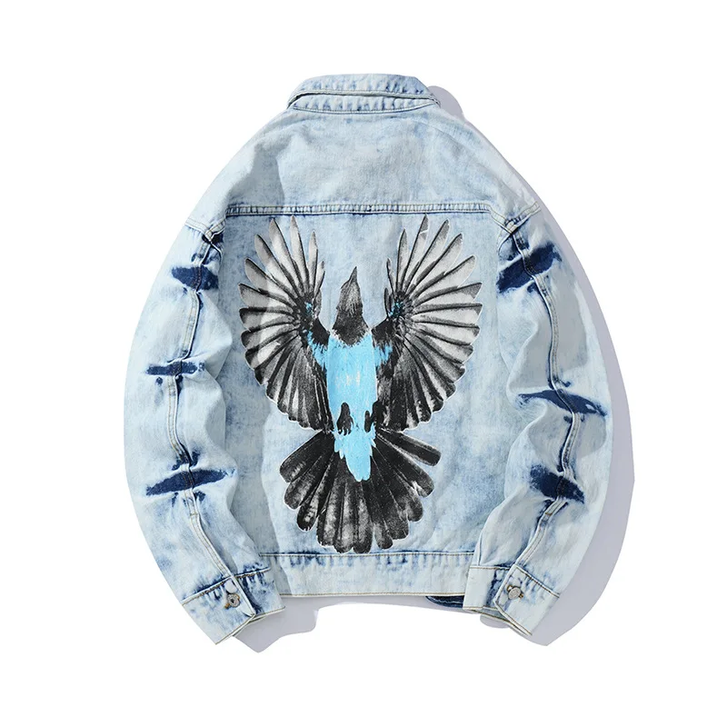 Men's Fashion Clothing Denim Jackets Retro Snowflake Embroidery Oversize Jacket Hip Hop tide Original Design Denim Coat Male