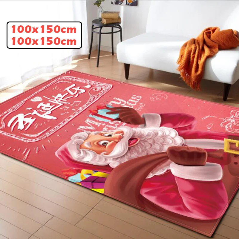 WUJIE 3D рождественское китайское слово "С Рождеством" коврики для гостиной с рисунком Санта-Клауса Противоскользящий напольный коврик украшение дома