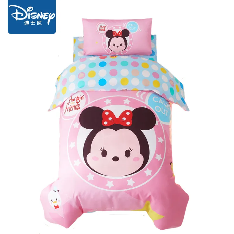

Pink Minnie mouse Bedding set for Girls Baby 47"X59" Crib Size Quilt Duvet Cover Cotton Bed Linens Kids Comforter 3D print