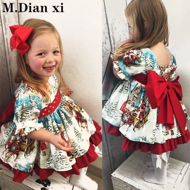 Рождественское платье-пачка для маленьких девочек; вечерние платья принцессы с красным бантом для дня рождения; кружевное платье; детская одежда; рождественские костюмы