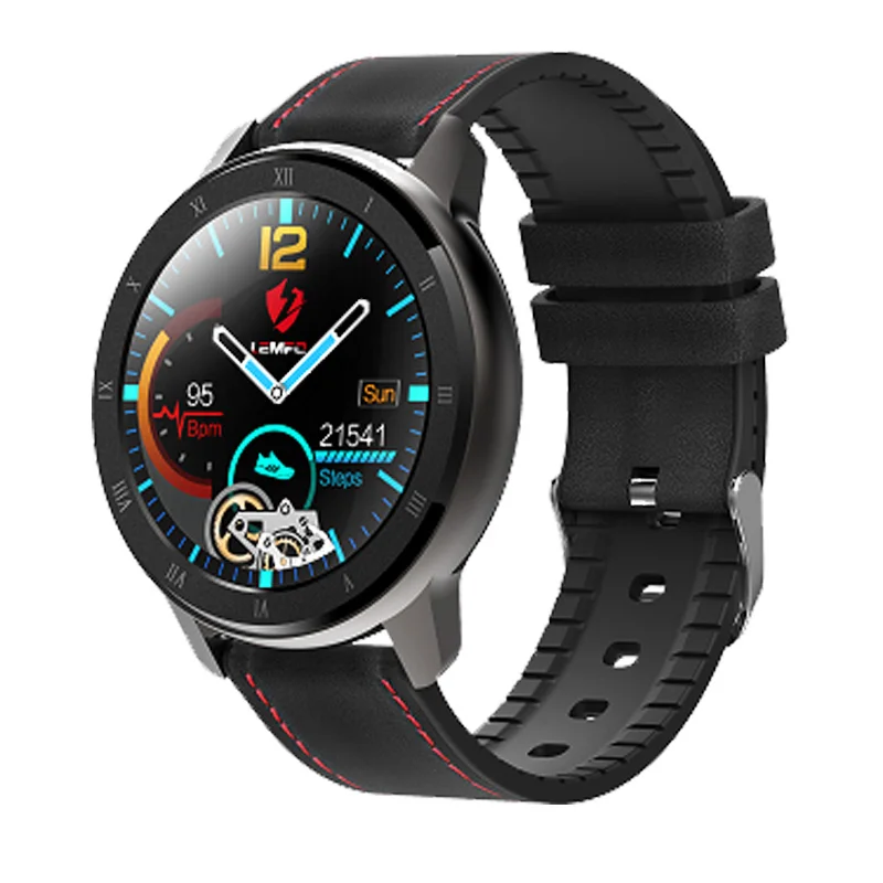black LEMDIOE professional sporty smart watch men blood pressure monitor waterproof ecg ppg smartwatch for android huawei replaceabl - Цвет: black